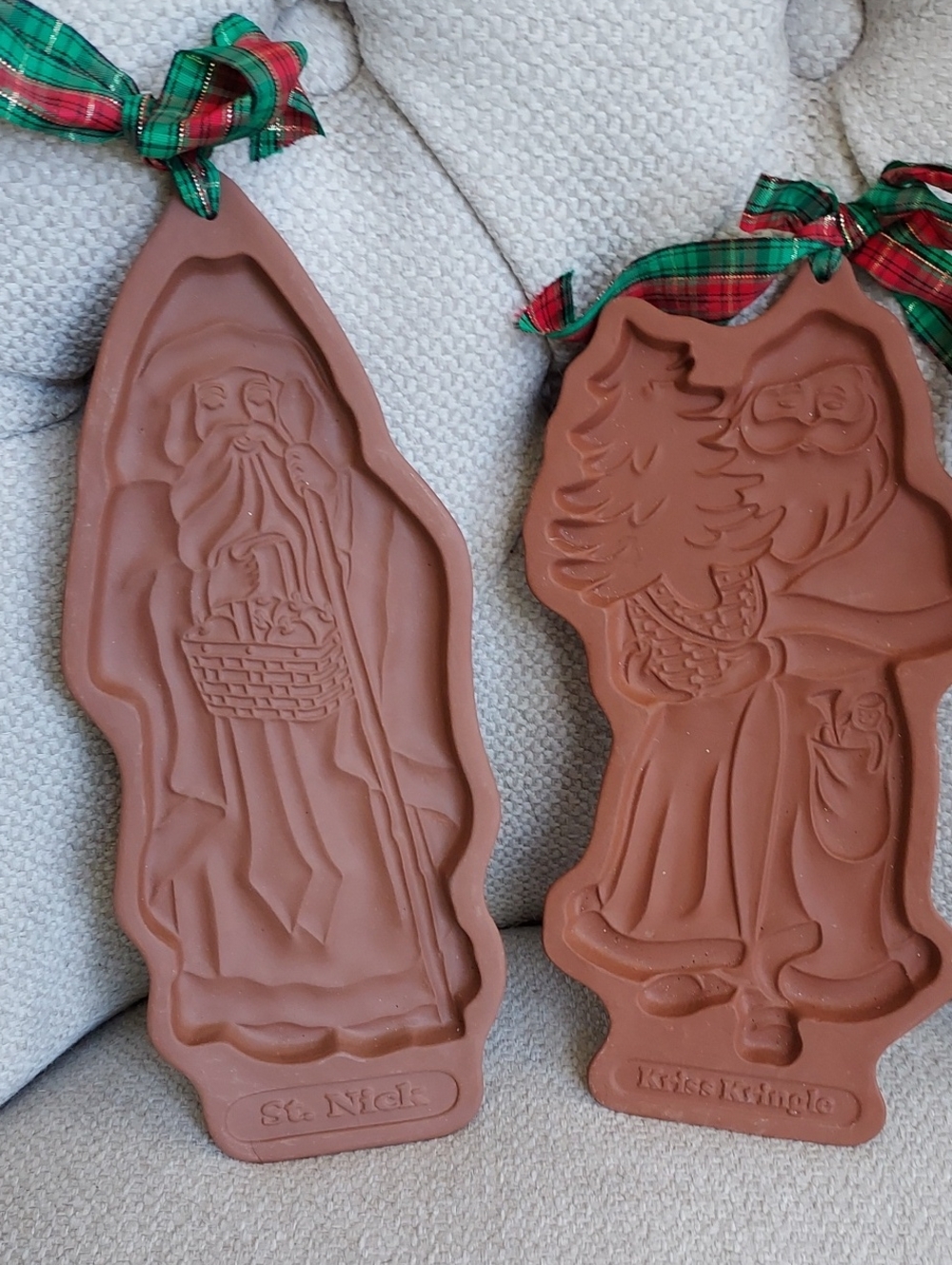 VINTAGE Longaberger St. Nick (1993) & Kriss Kringle (1991) Candy/Cookie Molds